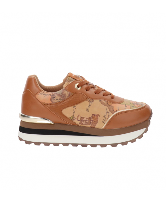 ALVIERO MARTINI Sneakers Platform Mappa Geo Donna Cognac N1690 - 0193