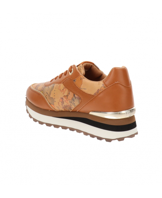 ALVIERO MARTINI Sneakers Platform Mappa Geo Donna Cognac N1690 - 0193