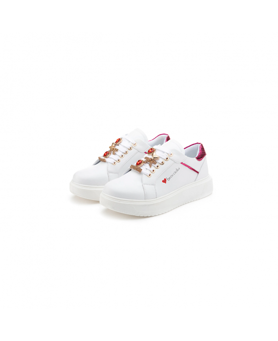 BRACCIALINI Sneakers Donna Bianco Fucsia BB103-CALF-WHITE-PULSE