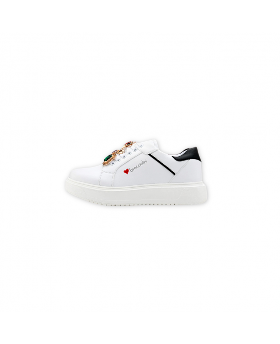 BRACCIALINI Sneakers Donna Bianco Nero BB103-CALF-WHITE-BLACK