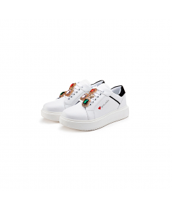 BRACCIALINI Sneakers Donna Bianco Nero BB103-CALF-WHITE-BLACK