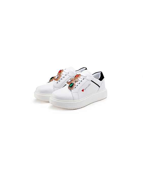 BRACCIALINI Sneakers Donna Bianco Nero BB103-CALF-WHITE-BLACK