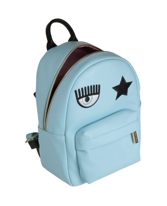 CHIARA FERRAGNI Woman Light blue Eye star logo Backpack 73SB4BO1 ZS533