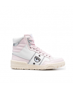 CHIARA FERRAGNI Woman White Pink High-top sneakers CF3006