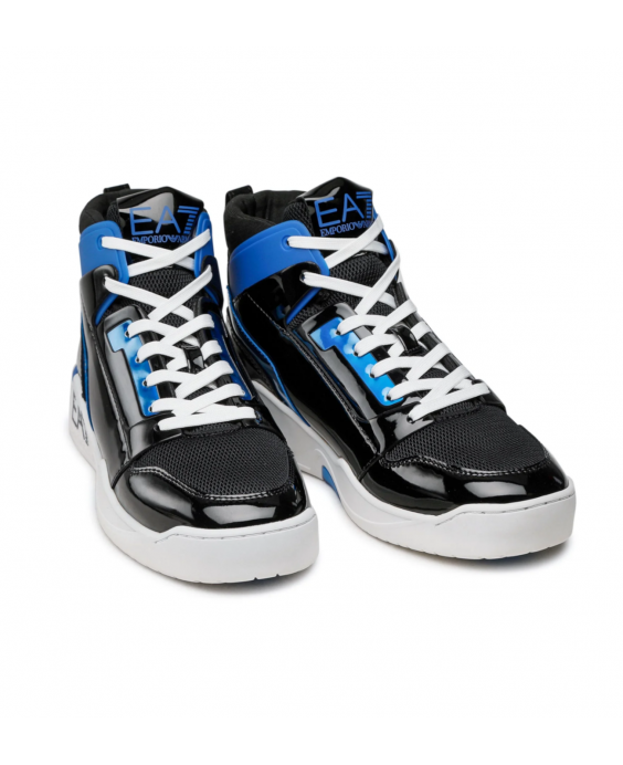 EA7 EMPORIO ARMANI Man Black White Blue High-top sneakers X8Z032 XK235 Q293