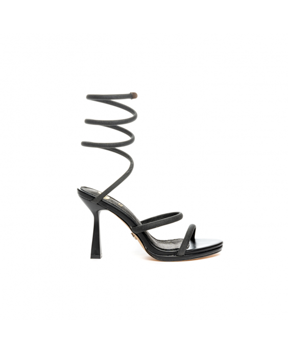 GOLD&GOLD Sandalo alla schiava con strass Donna Nero A24GP602NE