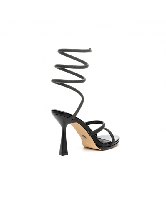 GOLD&GOLD Sandalo alla schiava con strass Donna Nero A24GP602NE