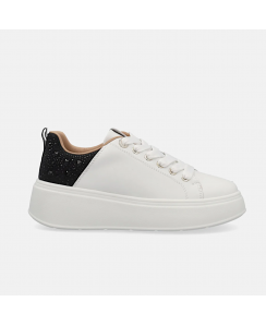 GOLD&GOLD Sneakers con strass Donna Bianco Nero GB915