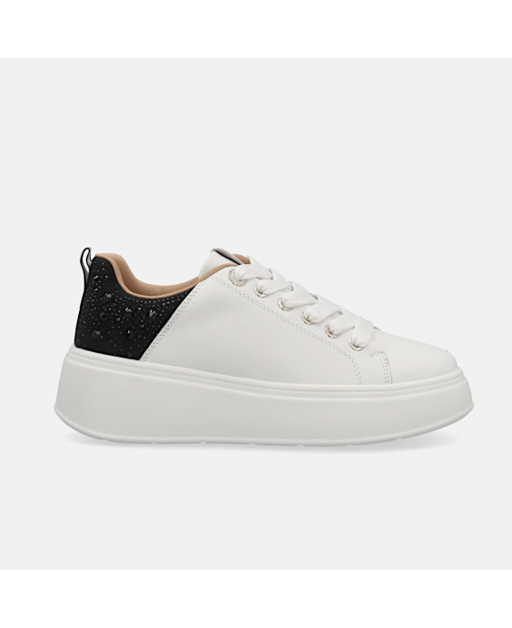 GOLD&GOLD Sneakers con strass Donna Bianco Nero GB915