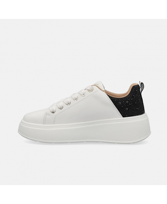 GOLD&GOLD Sneakers con strass Donna Bianco Nero GB915