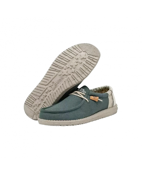HEY DUDE Mocassino Wally Linen Uomo Natural Teal 110798357