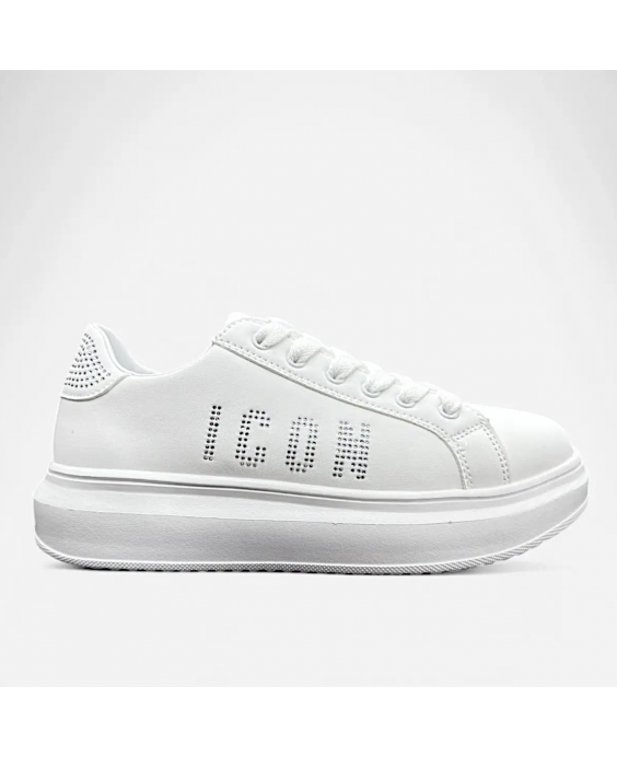 ICON Sneakers Platform Glitter Donna Bianco Argento IC04751SD