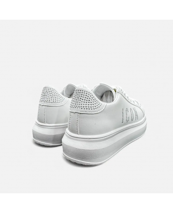 ICON Sneakers Platform Glitter Donna Bianco Argento IC04751SD