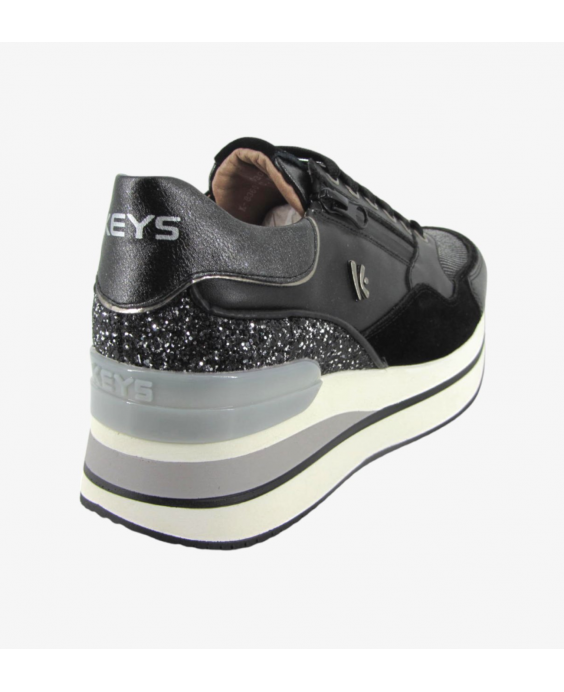 KEYS Woman Black Silver Gunmetal Sneakers K-8360 7849