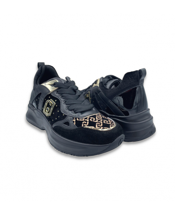 LIU JO Woman Black Gold Lily 10 Sneakers BF2021TX064 - 01040
