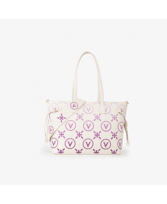 MARIO VALENTINO Borsa Shopping Samba Re Print Donna Ecru Rosa VBS9RS01 MARIO VALENTINO Borsa Shopping Samba Re Print Donna Ecru Rosa VBS9RS01