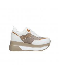 NAZARENO GABRIELLI Sneakers Platform Donna Bianco Oro E551