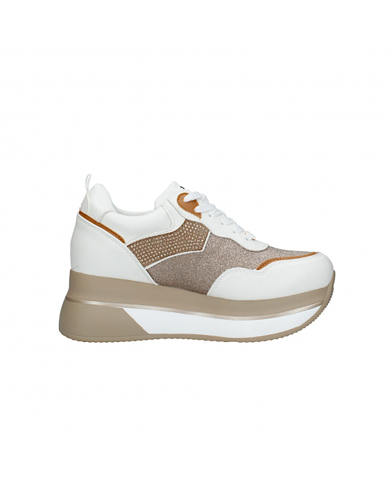 NAZARENO GABRIELLI Sneakers Platform Donna Bianco Oro E551