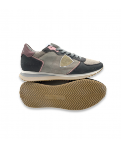 PHILIPPE MODEL Woman Grey Pink Tropez Low Sneakers TZLD DX07