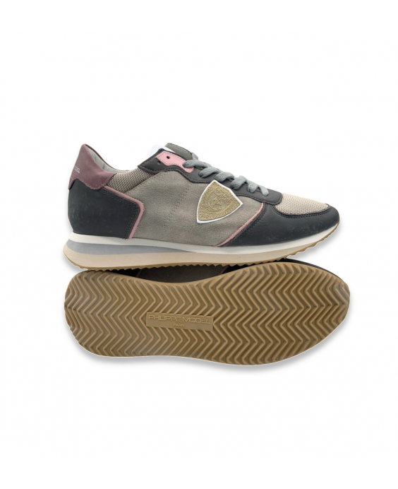 PHILIPPE MODEL Sneakers Tropez Low Donna Grigio Rosa TZLD DX07