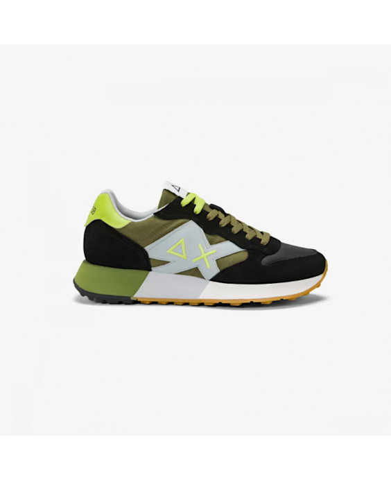 SUN68 Sneakers Jaki 2.0 Bicolor Uomo Nero Verde militare Z35112 - 1119