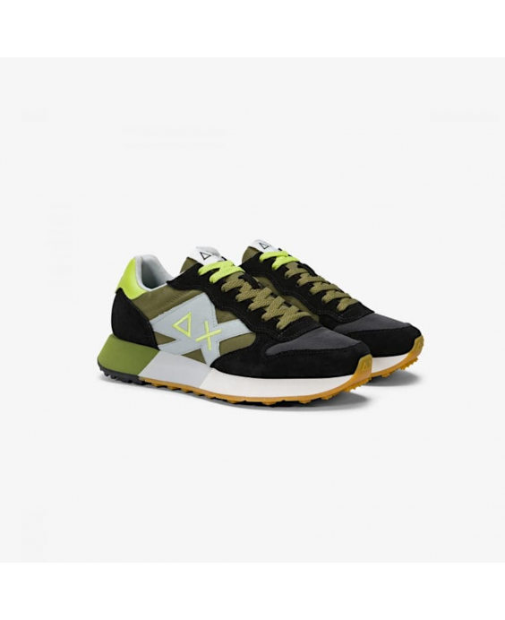 SUN68 Sneakers Jaki 2.0 Bicolor Uomo Nero Verde militare Z35112 - 1119