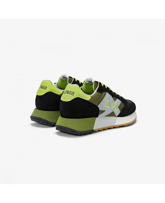 SUN68 Sneakers Jaki 2.0 Bicolor Uomo Nero Verde militare Z35112 - 1119